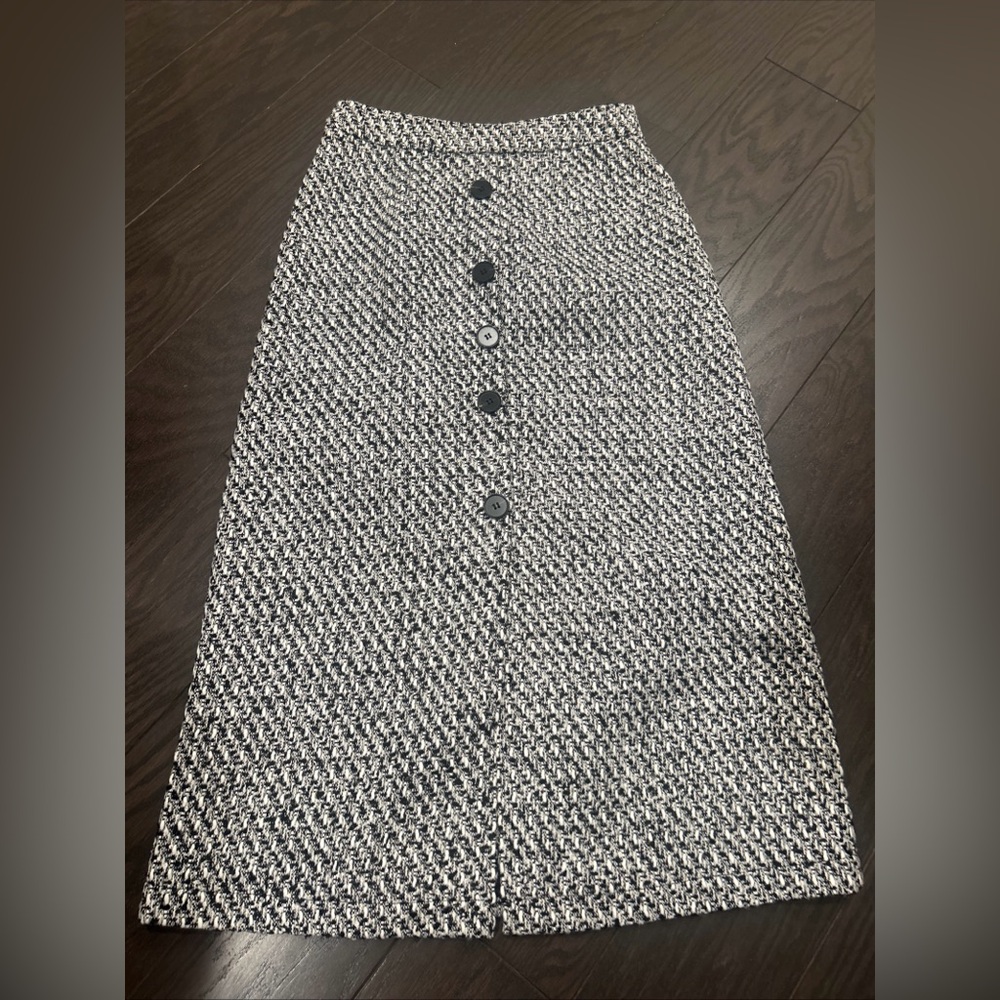 Commense Button Down Tweed Boucle Maxi Skirt Blac… - image 3